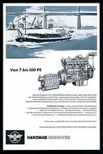 Grosse Werbung Reklame 1958 (3) HANOMAG Hannover Diesel-Bootsmotoren 
