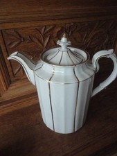 Große Kaffeekanne Kanne Weiß/Gold 2,5 Liter Vintage