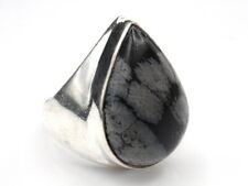 GOLDJUNGE69 GW SCHNEEFLOCKE OBSIDIAN TROPFEN EDELSTEIN SILBER-RING (19)