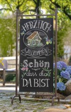 Kreide Tafel "Arabeske" aus Metall, Antik braun, Kunden Stopper Werbe Aufsteller