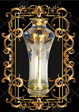 Art Nouveau Gräflich Harrach Antike Golddekor Jugendstil Glasvase 33CM  um 1900