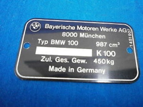 Bmw typenschild k100 - typenschild,