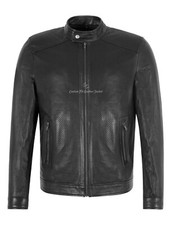 Herren PERFORIERTE Lederjacke