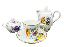 Wunderschönes Jugendstil Porzellan Milchkännchen, Zuckerdose, Tasse + UT Wellen