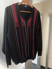 Modischer Herren Pullover Strick  V-Ausschnitt Schwarz Rot Weiss Streifen Gr. 52