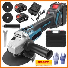 21V 125MM Akku Winkelschleifer Trennschleifer Schleifmaschine Flex & 2 Akkus