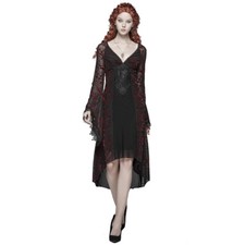 Punk Rave Gothic Wiccan Okkult Victorian Minikleid - Opium Rot Spitze Schnürung