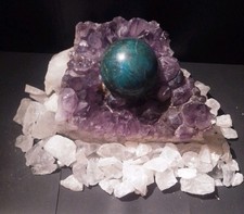Zimmer Edelstein Kugelbrunnen xxl  Amethyst Stufe mit Malachit Kugel 