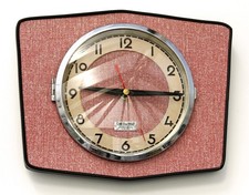 NEU 25cm rote Retro Wanduhr - Handarbeit Formica Mid Century Vintage französisches Geschenk