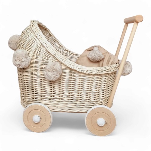 Puppenwagen korbgeflecht ecru - korbgeflecht,