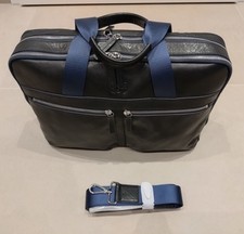 Leder Aktentasche,Modern, Neu, Dunkelblau, Schrank-Fund,Mit Nylon Applikation 