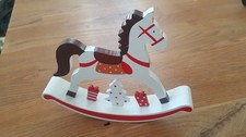 Schaukelpferd Holz Weihnachten Advent 19 x 15 cm Tischdeko zum Stellen Neu!