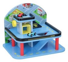 Garage Parkhaus Spielset aus FSC Holz beweglicher Aufzug inkl. zwei Holzautos