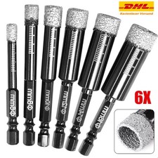 6X Diamant Bohrer Fliesenbohrer 6/8/10/12/14/16mm Feinsteinzeug Set Nass/Trocken