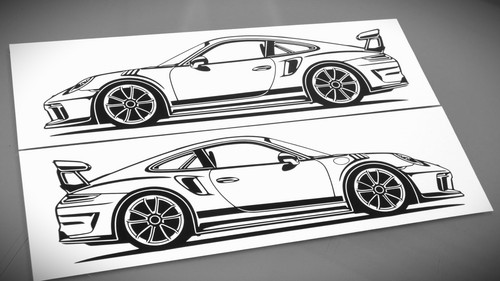 Aufkleber silhouette porsche - silhouette,