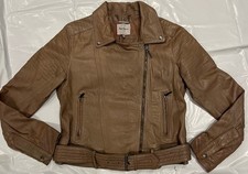 Lederjacke, Bikerjacke, Pepe Jeans, taupe - schlamm Farbe, Größe L, Reißverschl