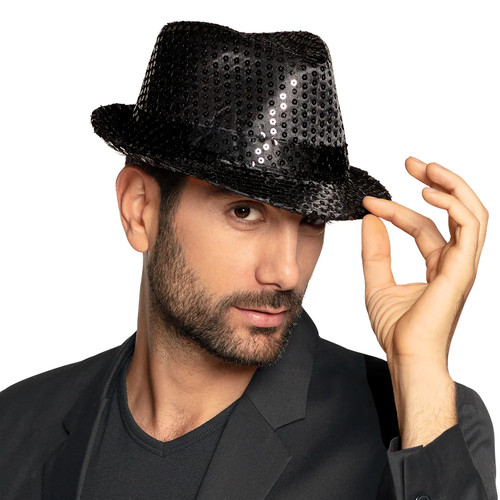 Popstar hut schwarz mit - schwarz,
