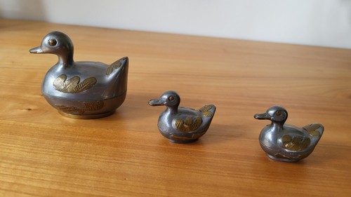 Zinn enten mit messing - 3x,
