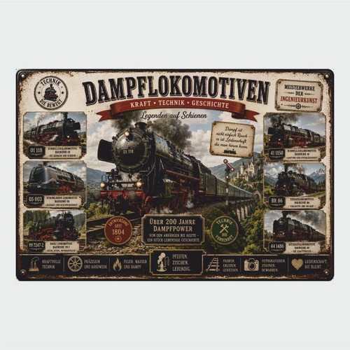 Blechschild dampflokomotive - blechschild,