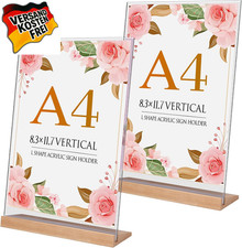 Tischaufsteller A4 Holz L-Form Doppelseitig Vertikal Menükarte Prospekt Fotorahm