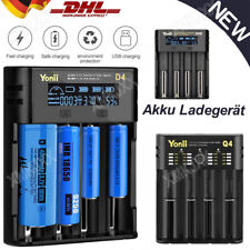 4-Slot Akku ladegerät Batterieladegerät LCD Display Universal für Li-ion 18650