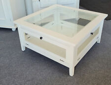 Tisch Couchtisch Wohnzimmertisch Vitrinentisch weiß Landhaus Glas 4 Türen