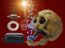 Aquarium Deko sprudelnder 20cm 🐟 TOTENKOPF ✚ LUFTPUMPE 🐟✚ Zubehör Dekoration