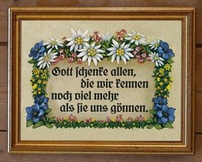Haussegen "Gott schenke allen die wir kennen noch viel mehr" Blumen Goldrahmen 8