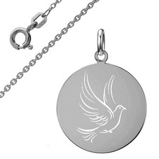 Gravurplatte Frieden Taube , 925er Sterling Silber, persönliche Gravur