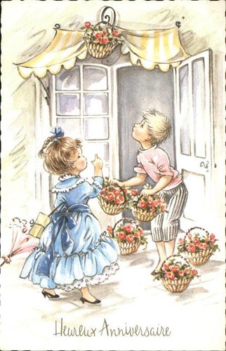 Geburtstag kinder korb blumen - kinder,