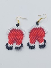 Ohrringe 6 Cm Lang Mit Haken, Weinachtsschmuck, Handarbeit Aus Perlen