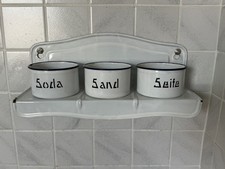 Waschgarnitur Sand Seife Soda  1900 Laundry set gut weiß white Emaille