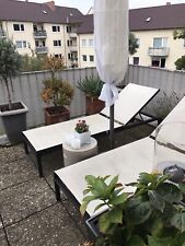 Design Gartenliegen 2 x IKEA Metall  + 2x sehr schöne Auflagen Grau Sun Garden