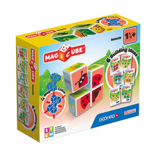 Geomag Magicube Insekten, bedruckte Magnetwürfel, 4 Würfel + 3 Karten