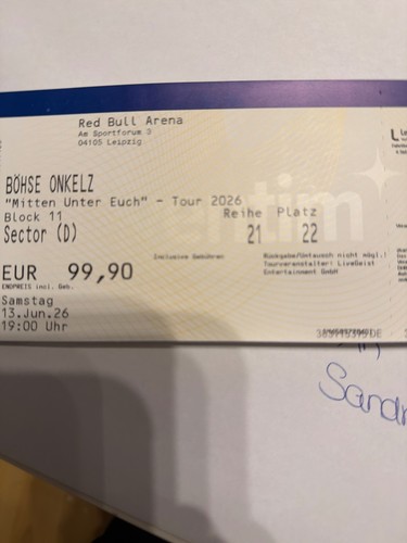 Ticket böhse onkelz leipzig - böhse,