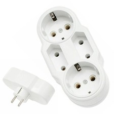 4 Fach Mehrfachstecker Mehrfachsteckdose Schuko Stecker Doppelstecker Weiß Neu