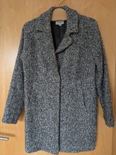 Comma, Wollmantel Gr. 34 Mantel Bouclé 32 % Wolle Schwarz Weiß Grau