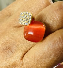 Karneol goldfarbener ring - karneol, cz