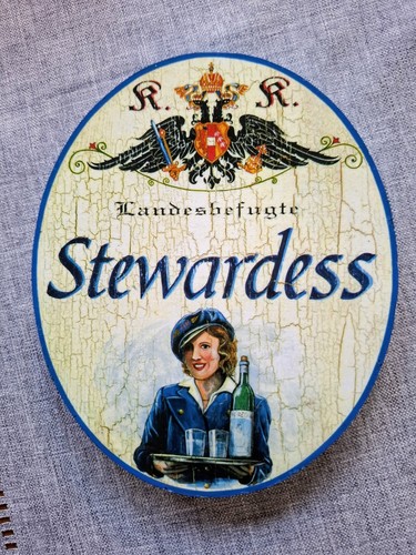 Holzschild bild stewardess - holzschild,