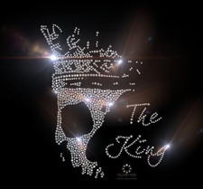 Hotfix Strass Bügelbild Totenkopf  Skull Skelett "The King"  Crystal  110515