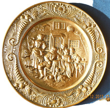 Wandteller- Messingwandteller mit Wirtshausszene