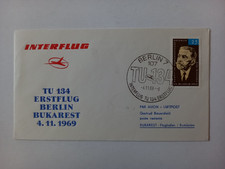 DDR Interflug ERSTFLUG Berlin-Bukarest mit TU 134 am 4.11.1969  Luftpostbrief.