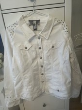 Tredy Jeansjacke Damen Weiß Größe 44 Nieten Jacke Neuwertig