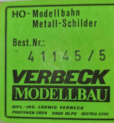 Verbeck dampflok plakette - verbeck, h0