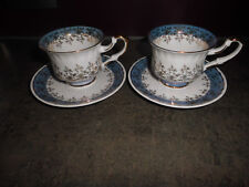 Fena Porzellan  2  Mokkatassen ,Espressotasse hellblau Goldekor opalisierend