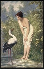 AK Der Klapperstorch verhandelt mit Frau Akt 