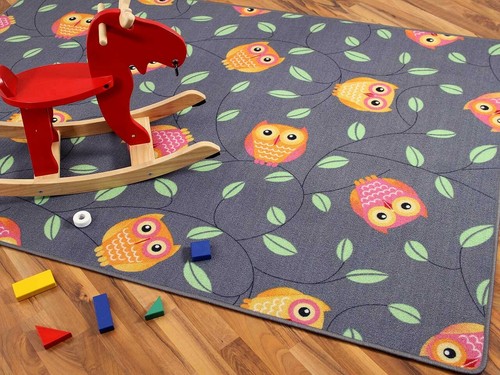 Kinder spielteppich eule grau - eule,