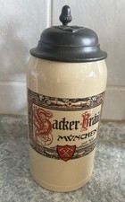Hacker-Bräu Bierkrug mit Zinndeckel, 1 Liter, Bier-Stein München