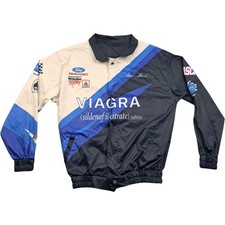 Nascar Jacke L Herren blau/weiß Polyester Vintage Taschen Ford Racing Mark Martin