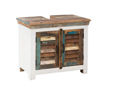 Waschbeckenunterschrank Perth weiß Holz rustikal Lamelle Badmöbel Badezimmer